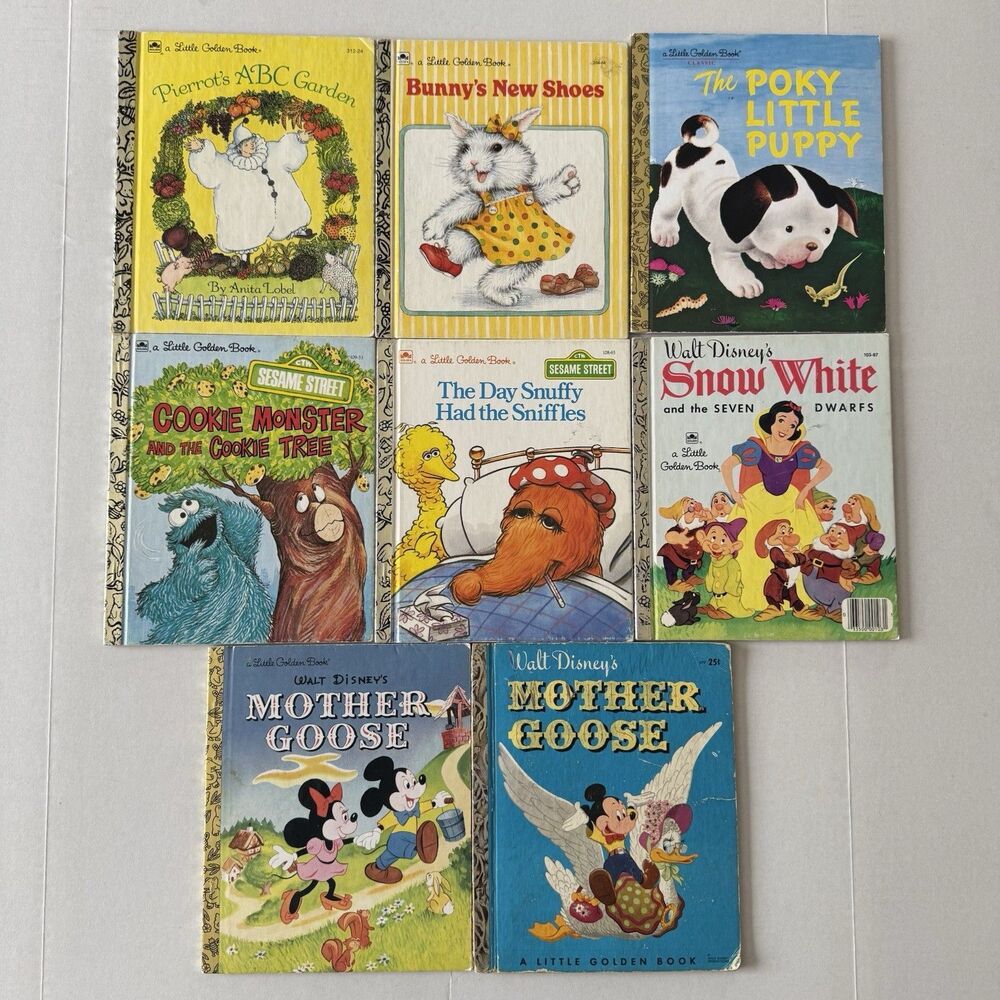 VTG Little Golden Books Mixed Titles Lot Of 8